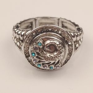 NEW Peacock 12mm Snap Stretch Ring Magnolia & Vine